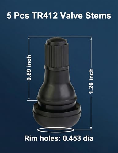 5 Pcs TR412 Black Short Tubeless Rubber Snap-in Tire Valve Stems | Perfect for 0.453" (11.5mm) Rim Holes on Standard Vehicle Tires - Universal Fit for Car, Truck, SUV, Motorcycle & Lawn Mower