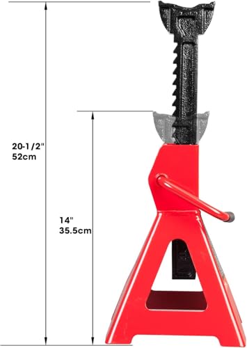 BIG RED T43006 Torin Steel Jack Stands (Fits: SUVs and Extended Height Trucks): 3 Ton (6,000 lb) Capacity, Red, 1 Pair - size: 3 Ton, style: Extended Height
