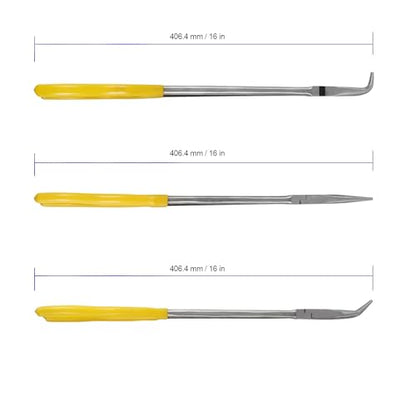 FUNSUEI 3 PCS 16 Inches Extra Long Needle Nose Pliers Set, Long Nose Pliers Set, Long Reach Pliers Set for, 90-Degree Angle, 45-Degree Angle, Straight Needle Nose