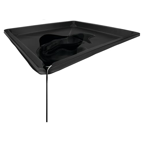 Performance Tool W4062 22 Inch by 22 Inch Plastic Drip Pan - Chemical-Resistant Polypropylene for Garage, Bath, Plumbing, Emergencies, Vehicle Repairs, Oil Change, Pour Spout, Catch Leaks - Black