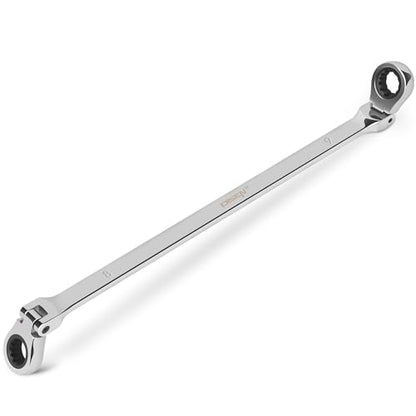 DISEN 8-9mm Extra Long Flex Head Ratcheting Wrench, Double Box End Long Reach Ratchet Wrench, CRV Steel, Metric - style: 8-9MM