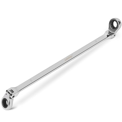 DISEN 8-9mm Extra Long Flex Head Ratcheting Wrench, Double Box End Long Reach Ratchet Wrench, CRV Steel, Metric - style: 8-9MM
