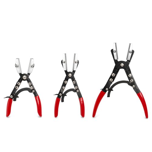 Yarlung 3 Pack Hose Pinch Off Pliers Set, 8/10/12 Inch Metal Steel Hose Clamp Plier, Automatic Locking Ratcheting Pliers for Automotive Coolant Line, Radiator, Fuel Hose