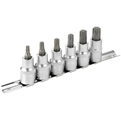 DAKCOS Torx Bit Socket Set, 1/2" Drive, 6 Pieces Star Bit Socket Set, T30 - T60, S2 Alloy Steel Bit and CR-V Drive Socket - style: 1/2"T30-60