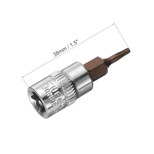 uxcell 3pcs 1/4" Drive x T8 Torx Bit Socket, S2 Steel Bits CR-V Sockets 38mm Length Use with Ratchet Wrench, Slide Bar, Extension Rod - size: T8