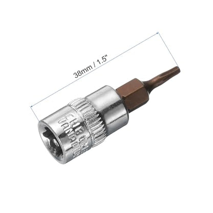 uxcell 3pcs 1/4" Drive x T8 Torx Bit Socket, S2 Steel Bits CR-V Sockets 38mm Length Use with Ratchet Wrench, Slide Bar, Extension Rod - size: T8