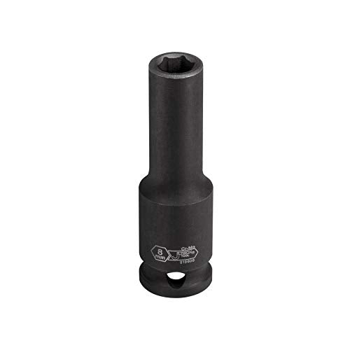 Jetech 3/8 Inch Drive 8mm Deep Impact Socket, Heat-Treated Chrome Molybdenum Alloy Steel, 6-Point Design, Metric, Anti-Rust Finish for Pneumatic & Electric Impact Wrench - size: 8mm