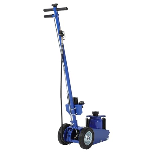 35 Ton Air Hydraulic Floor Jack, 77,000 LBS Capacity for Heavy Duty Trucks & Tractors, Low Profile 10 inch, with 4 Adapters, Dual Power (Air/Manual Hydraulic), 46" Adjustable Handle - color: Blue, size: 35 Ton