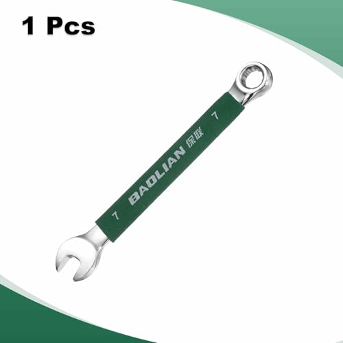 HARFINGTON 7mm Metric Combination Wrench 10 Degree Offset 12 Point Cr-V Steel Single Open End Spanner Wrenches for Automotive Repair Furniture Assembly - size: 7mm