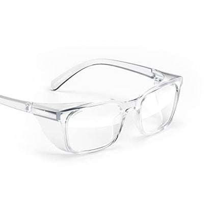 Stoggles Rectangle Z87.1 Certified Safety Glasses, Blue-Light, UV Blocking Lens, Top & Side Shield, Anti-Fog, Stylish Eyewear - color: Clear, size: Low Bridge Fit