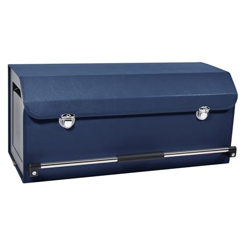 Car Trunk Organizer, Collapsible Car Storage Organizer with Lid and Push-pull Handle Leather Trunk Organizer for Suv, Truck, Minivan (Blue, 27.17 x 11.42 x 12.2in) - color: Blue, size: Extra Large
