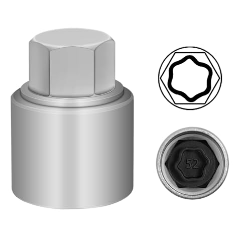 52 Wheel Locking Nut Key for BMW, Socket Adapter (OD 27mm-ID 25mm) | Wheel Lock Nut Socket Adapter, Anti-Theft Lug Nut Removal Tool, Anti-Theft Screw Remover, Repair Tool, Tyre Fitting, garage - color: Socket 052