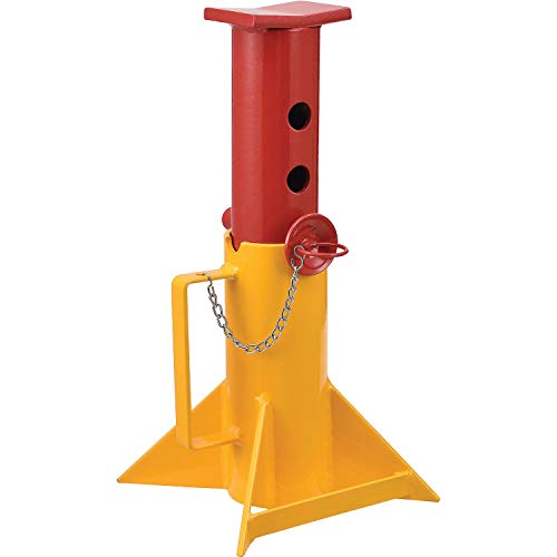 Global Industrial Heavy Duty Forklift Jack Stands with Holding Pins, One Pair, 26,000 Lb. Capacity, 9-1/2"H to 15-3/4"H, Steel Construction, Yellow & Red