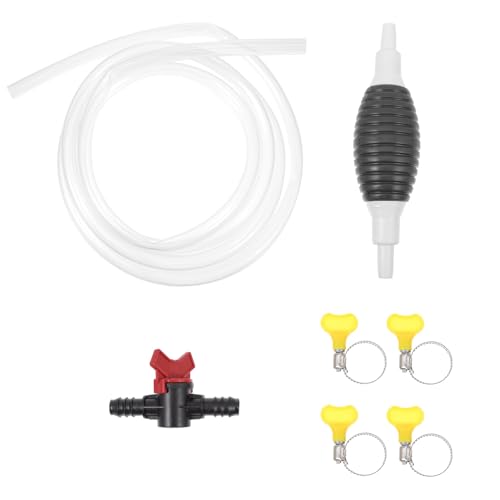 NUOBESTY Manual Car Transfer Pump Kit 3 Meter Hose with Air Bulb and Clamps, Handheld Siphon Pump for Fuel, Oil, Water Transfer, Suitable for Automotive and Aquarium Use Random Color