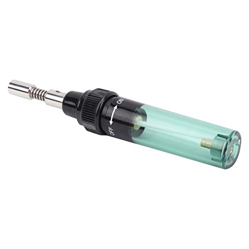 Fafeicy MT-100 8ml Gas Soldering Pen, Cordless Butane Soldering Iron with Adjustable Temperature 1300 Flame for Welding Electronics Jewelry Circuit Boards (Transparent Green)