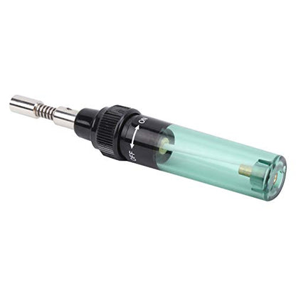 Fafeicy MT-100 8ml Gas Soldering Pen, Cordless Butane Soldering Iron with Adjustable Temperature 1300 Flame for Welding Electronics Jewelry Circuit Boards (Transparent Green)