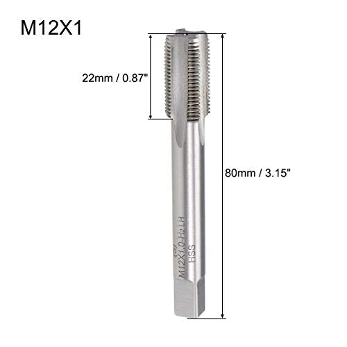 uxcell Metric Machine Tap Left Hand M12 Thread 1 Pitch H2 4 Flutes High Speed Steel Screw Thread Taps Tapping Tool - size: M12x1