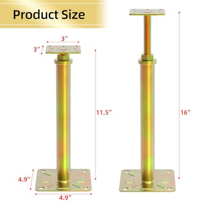House Jacks for Leveling, 6 Pack Adjustable Telescoping Floor Jack Post, 11 to 16 Inch Range, Temporary Foundation Support - size: 11 inch-16 inch 6 Pack
