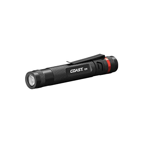 Coast® G19 54 Lumen Inspection Beam LED Penlight with Adjustable Pocket Clip and Consistent Edge-to-Edge Brightness, Black