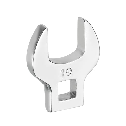 HARFINGTON Drive Crowfoot Wrench 3/8 Inch 19mm Metric Flare Nut Wrench CR-V Steel Electroplating Open End Crowfoot Spanner for Automotive Repair Mechanics, Bright Silver - size: 3/8 Inch x 19mm