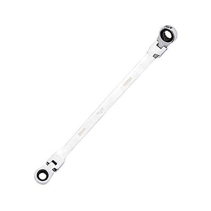 BULLTOOLS Flex-Head Extra Long Ratcheting Wrenches Double Box End Chrome Vanadium Steel 72-Tooth Wrench with Metric 8 mm x 10 mm - size: 8mmx10mm