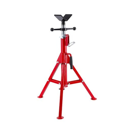 V Head Pipe Jack Stand Robust Steel Heavy-Duty Construction | 28-52 Inch Adjustable Height | 2500 Lb Load Capacity | with Portable Folding Legs | Ideal for Welding, Automotive, Construction Projects