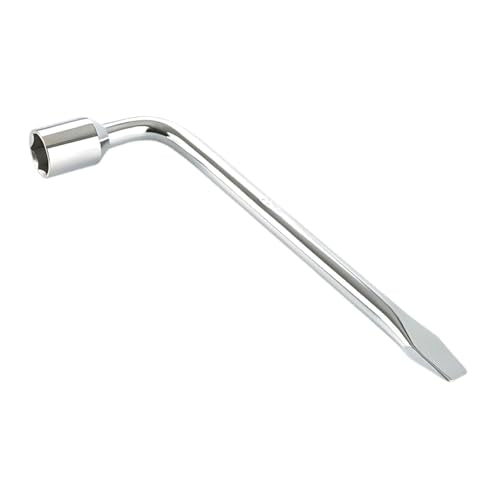 22mm Car Spare Tire Lug Wrench, L-Type Heavy Duty Steel Tire Replacement Tool with Hexagon Socket and Slotted End, Universal Motorcycle Car Emergency Repair Wrench for Jack& Maintenance(22MM) - size: 22MM