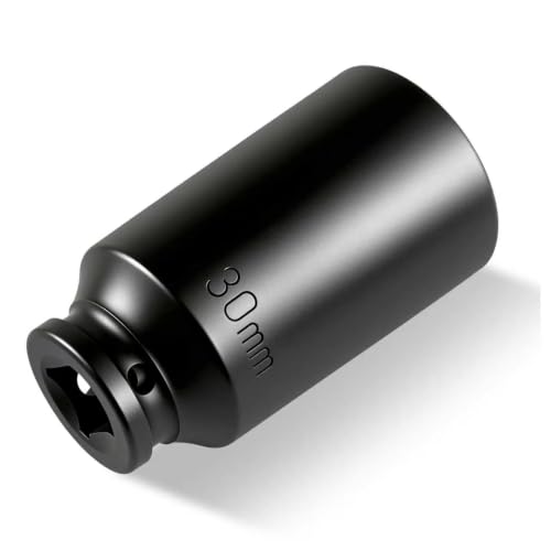 30mm Socket 1/2" Drive,Anti-Slip 12-Point Deep Impact Socket for Hub & Axle Nut Quick Removal by Impact Wrench,Universal Professional Axle Nut Sockets as Automotive Tools