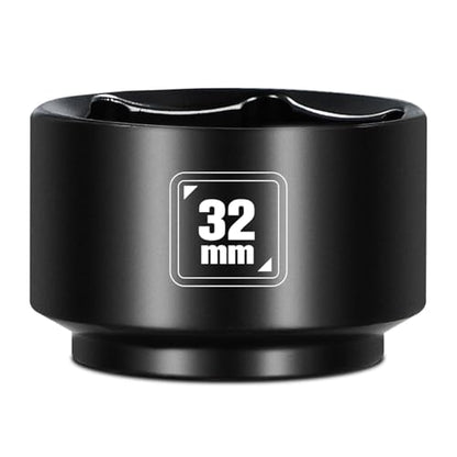 BLACKROBOT 32mm Low Profile Oil Filter Socket, 3/8" Drive 6-Point Oil Filter Cap Remover and Installer Tool, Chrome Vanadium Steel - size: 32mm