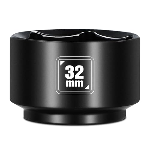 BLACKROBOT 32mm Low Profile Oil Filter Socket, 3/8" Drive 6-Point Oil Filter Cap Remover and Installer Tool, Chrome Vanadium Steel - size: 32mm