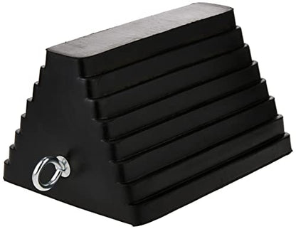 MaxxHaul 70073 Solid Rubber Heavy Duty Wheel Chock with Eyebolt, 1 Count (Pack of 1) - size: 1 Count (Pack of 1)