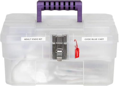 Akro-Mils 14-Inch Plastic Toolbox with Removable Tray, Steel Latch & Padlock Eye, Industrial-Grade Storage Box for Hobby Supplies, Crafts, and Tools, 14" x 8" x 8", Made in USA, Clear (09514) - size: 1-Pack