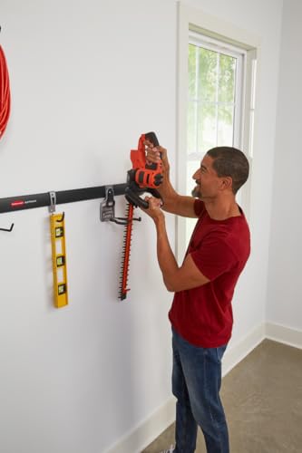 Rubbermaid Fasttrack Garage Storage Utility Hooks 7 Piece Black All in One Rail Hook Kit and Tool Organizer Heavy Duty for Home/Garage/Shed/Garden - size: 2 Rails, 5 Hooks