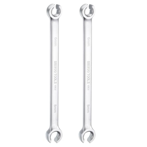 HARFINGTON 2pcs Flare Nut Wrench 6mm x 8mm High Carbon Steel Nickel Plating Wrench for DIY Hand-making Automotive Repairs and Household Maintenance - size: 6mm x 8mm