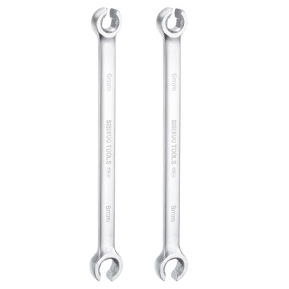 HARFINGTON 2pcs Flare Nut Wrench 6mm x 8mm High Carbon Steel Nickel Plating Wrench for DIY Hand-making Automotive Repairs and Household Maintenance - size: 6mm x 8mm