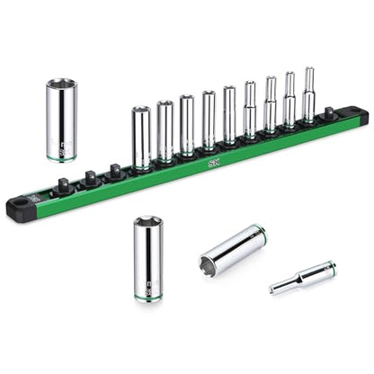 SK 1/4" Drive Socket Set, Deep Metric Sockets, 13-Piece 4-14 mm | SuperKrome Finish, Premium CR-V Steel, with Aluminum Socket Organizer - size: 0.16 - 0.55 inch, style: Deep