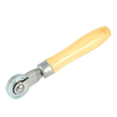 Tbest Patch Tire Repair Tool Tire Patch Roller Bearing Roller Tool with Wooden Handle for Tubeless and Tubed Tyres Air Bubble Removal 4cm Wheel 18cm Length