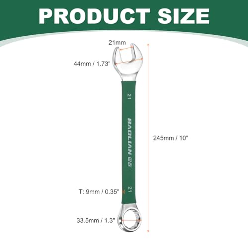 HARFINGTON 21mm Metric Combination Wrench 10 Degree Offset 12 Point Cr-V Steel Single Open End Spanner Wrenches for Automotive Repair Furniture Assembly - size: 21mm