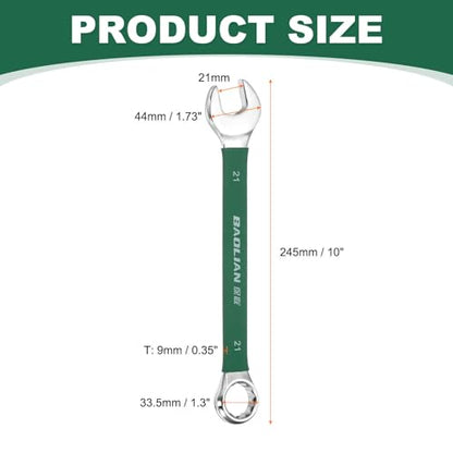 HARFINGTON 21mm Metric Combination Wrench 10 Degree Offset 12 Point Cr-V Steel Single Open End Spanner Wrenches for Automotive Repair Furniture Assembly - size: 21mm