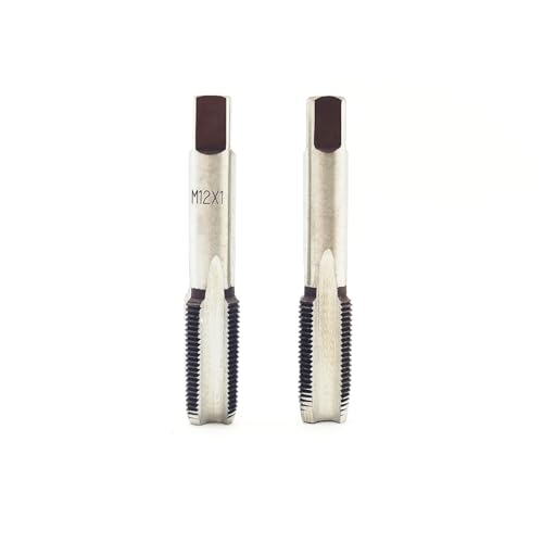 AtticZone M12 x 1.0 Metric Hand Thread Tap, Right Hand, Alloy Tool Steel, 1 Taper Tap, 1 Plug Tap for Metal Working DIY Industrial - size: M12x1.0