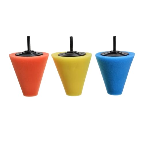 3/6PCS Car Wheel Polishing Sponge Cone Ball Kit for Electric Drill | Foam buffing pads for car wheel hub and rim polishing. Fits standard drill(3PCS) - color: 3pcs