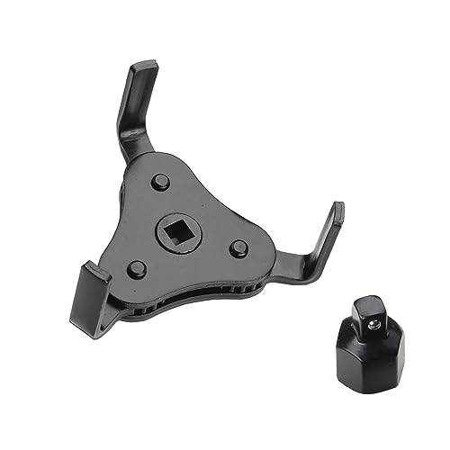 1 PC Car Oil Filter Wrench, 1/2 Metal Heavy Duty Adjustable Filter Change Set, Universal Multifunctal Three-claw Vehicle Oil Filter Wrench Maintenance Accessories for Engine (Black) - color: Black
