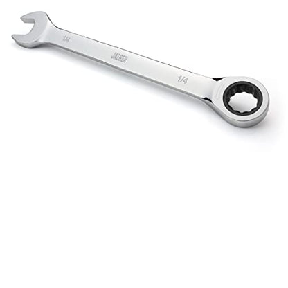 Jaeger 1/4 Inch Ratchet Combination Wrench with 8° Ratcheting Precision and Hardened, Polished Steel for Projects with Tight Spaces - size: 1/4 Inch/SAE