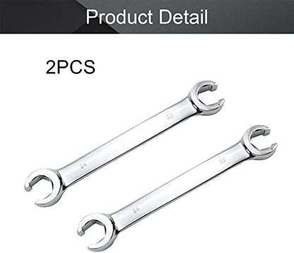 Heyiarbeit Flare Nut Wrench, 22mm x 24mm Metric Double Open End, 2Pcs - size: 22*24mm, style: 2PCS