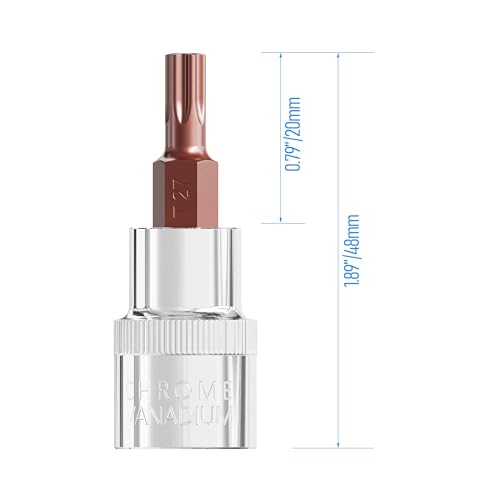 2PCS 3/8" Drive T27 Torx Bit Socket, S2 Steel Bits, Heat Treated CR-V Steel Star Sockets 1.9" Length - size: T27