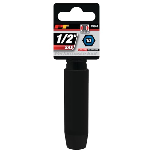 Performance Tool M841, 1/2-Inch Drive 1/2-Inch 6pt Deep Wall Impact Socket - Chrome Vanadium Steel - size: 1/2", style: Deep Wall Impact