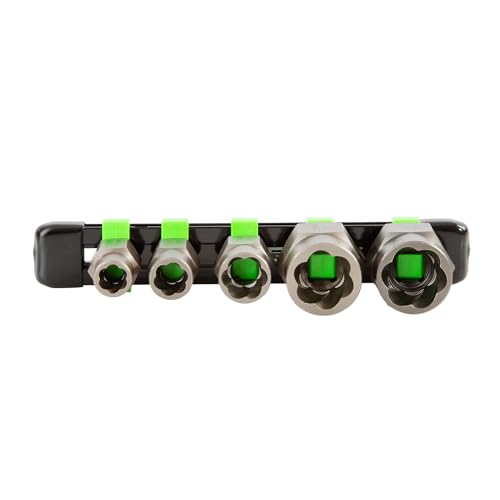 OEMTOOLS 22992 5 Piece Spiral Type Extractor Set on Aluminum Rail, Universal Stripped Bolt Extractor, Set of 5 Stripped Bolt Remover Tools - style: Standard