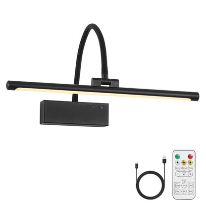 JOOSENLUX Wireless Picture Light - Battery Operated Black Wall Light with Remote Control - Dimmable Timer - 15.94” Display - Flexible Neck Swing Arm - Art Gallery Light - color: Black, size: Model B