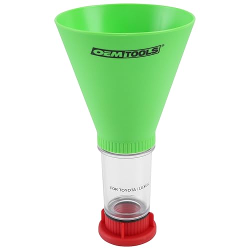 OEMTOOLS 87024 Oil Funnel for Toyota, Lexus, VW, and Mercedes Vehicles | No-Spill Design – Funnel Screws Directly into Filler Neck | Save Time on Your Next Oil Change |Hard-to-Miss Green Color - size: Toyota, Lexus, VW and Mercedes