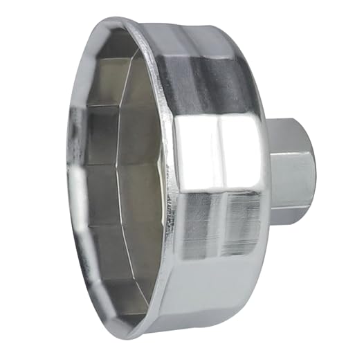 64mm 14 Flutes Oil Filter Socket for Lexus, Scion, Toyota Oil Filter Wrench Oil Filters Cap Removal Tool Chrome Vanadium Steel Oil-Filter Wrenches, Silver